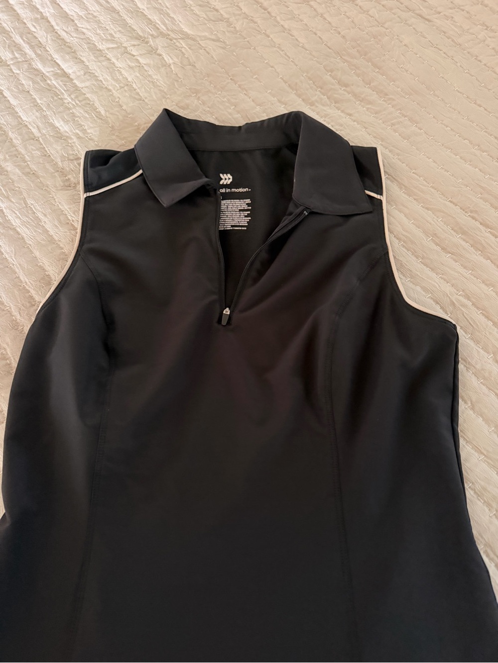 Sleeveless Black Tennis/Golf Dress with Pleated Skirt - Picture 2 of 2